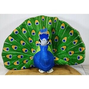 Wildlife Artists 10" Peacock Plush w/ Fan Tail Realistic Bird Toy